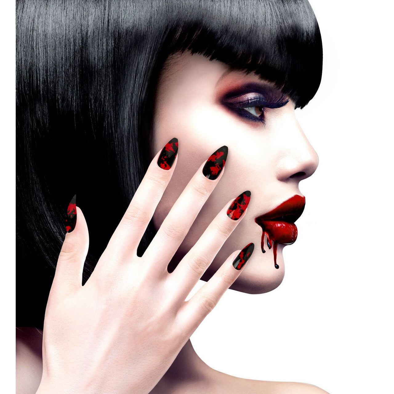 Op deze afbeelding zie je een Accessoires, van het merk Widmann. Duivelin Nagels Stiletto Bloed