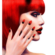 Op deze afbeelding zie je een Accessoires, van het merk Widmann. Duivelin Nagels Stiletto Rood / Zwart