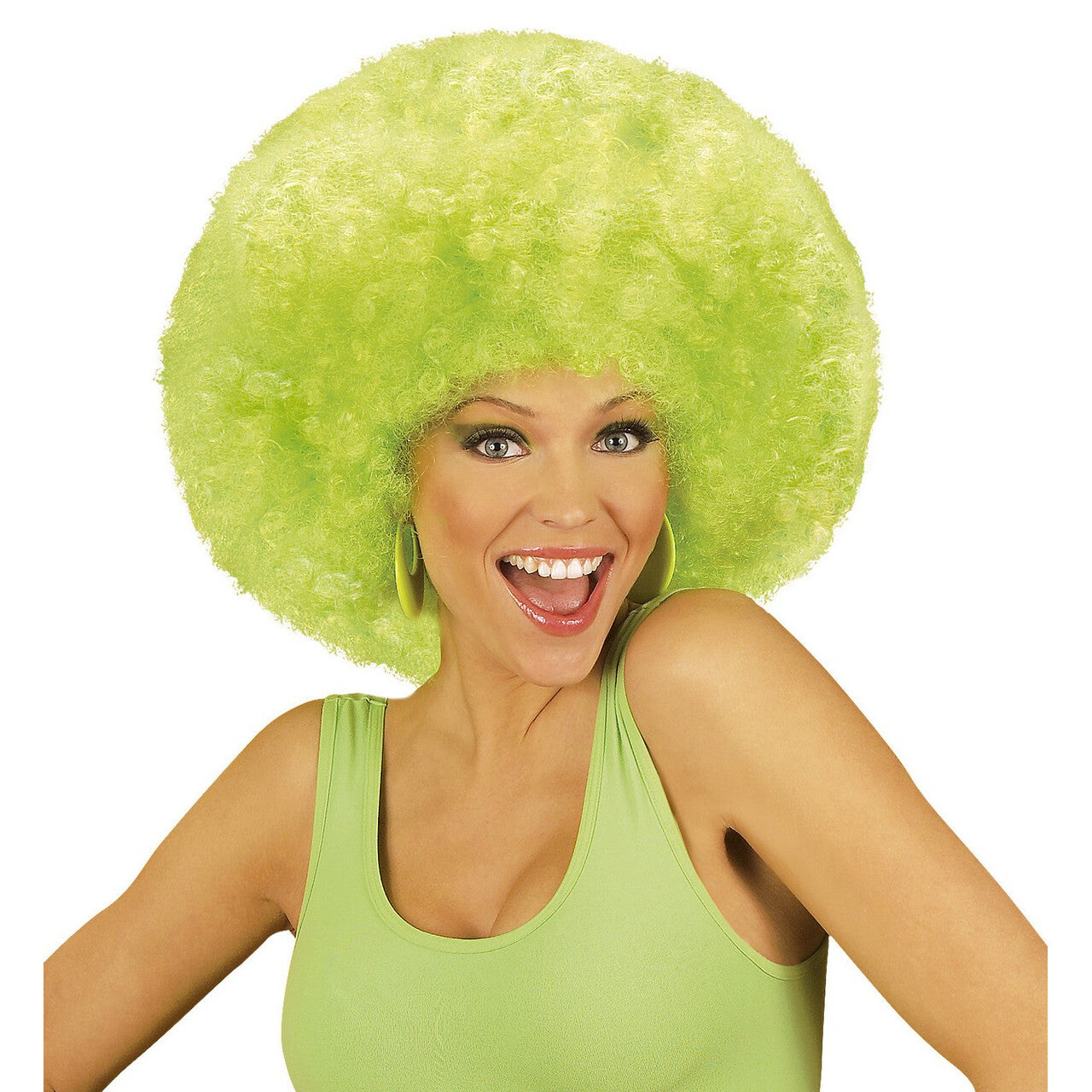 Op deze afbeelding zie je een Accessoires, van het merk Widmann. Pruik Jimmy Flash Extra Krul, Groen