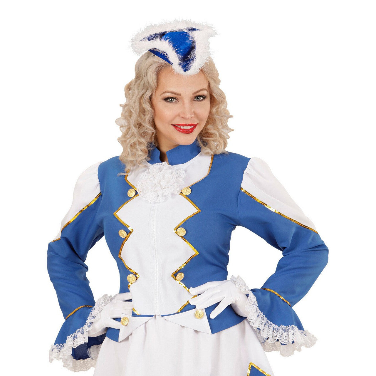 Op deze afbeelding zie je een Accessoires, van het merk Widmann. Mini Driesteek Met Marabou Marieke Blauw