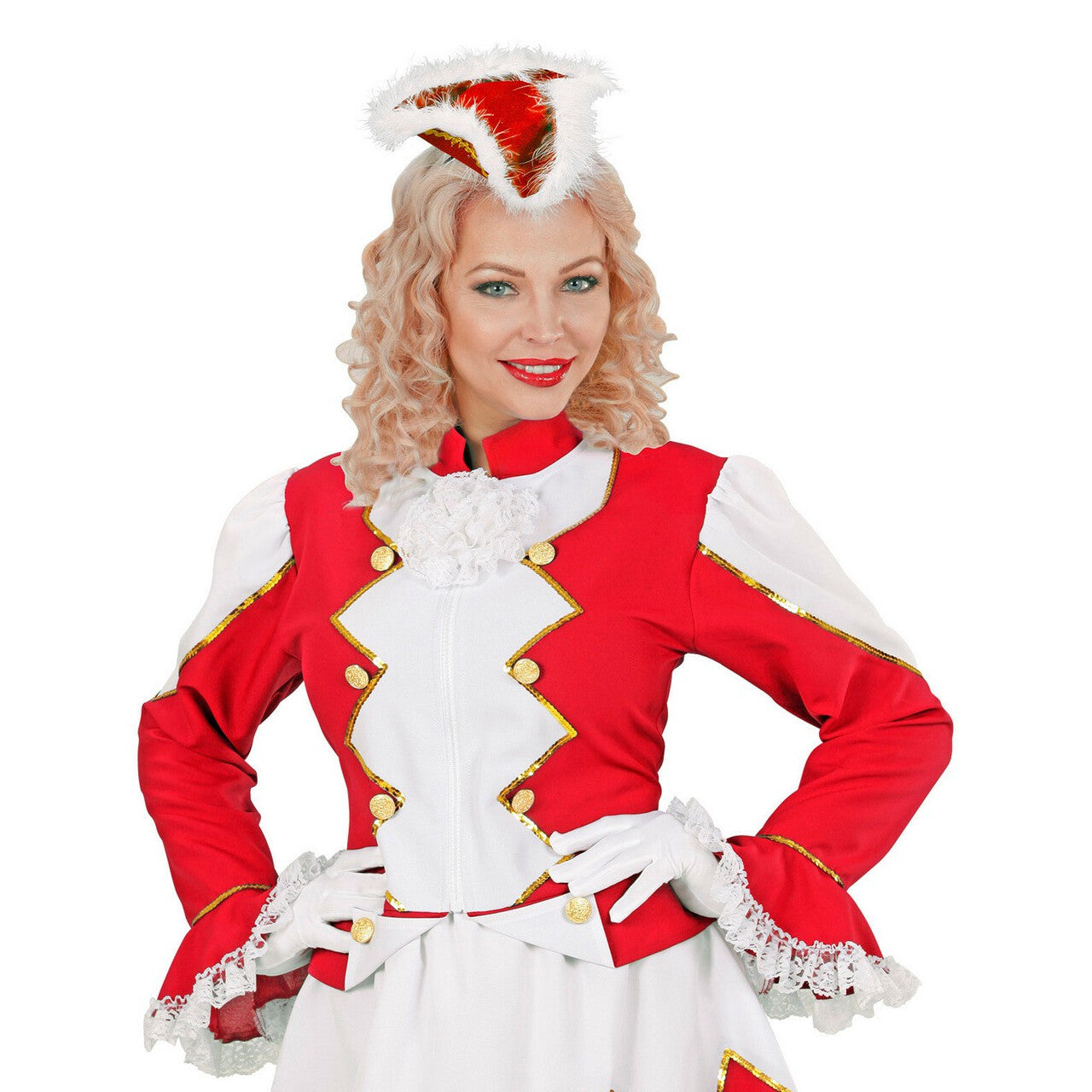 Op deze afbeelding zie je een Accessoires, van het merk Widmann. Mini Driesteek Met Marabou Marieke, Rood