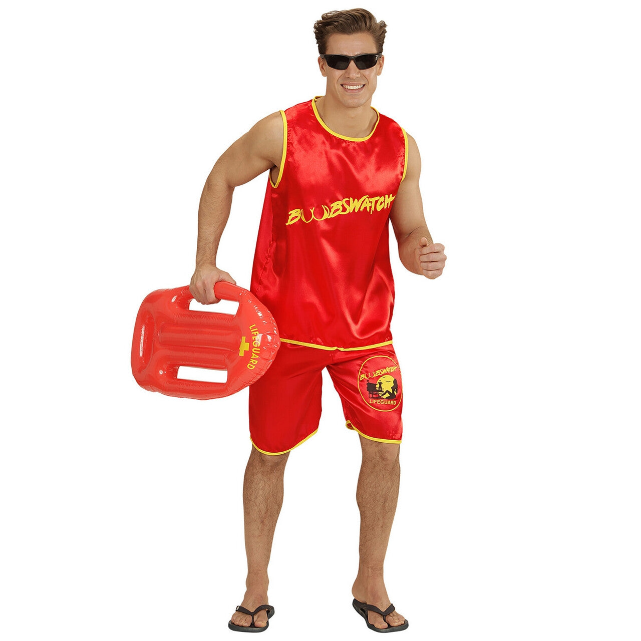 Op deze afbeelding zie je een Kostuums, van het merk Widmann. Boobs Watch Strandwacht Man Kostuum