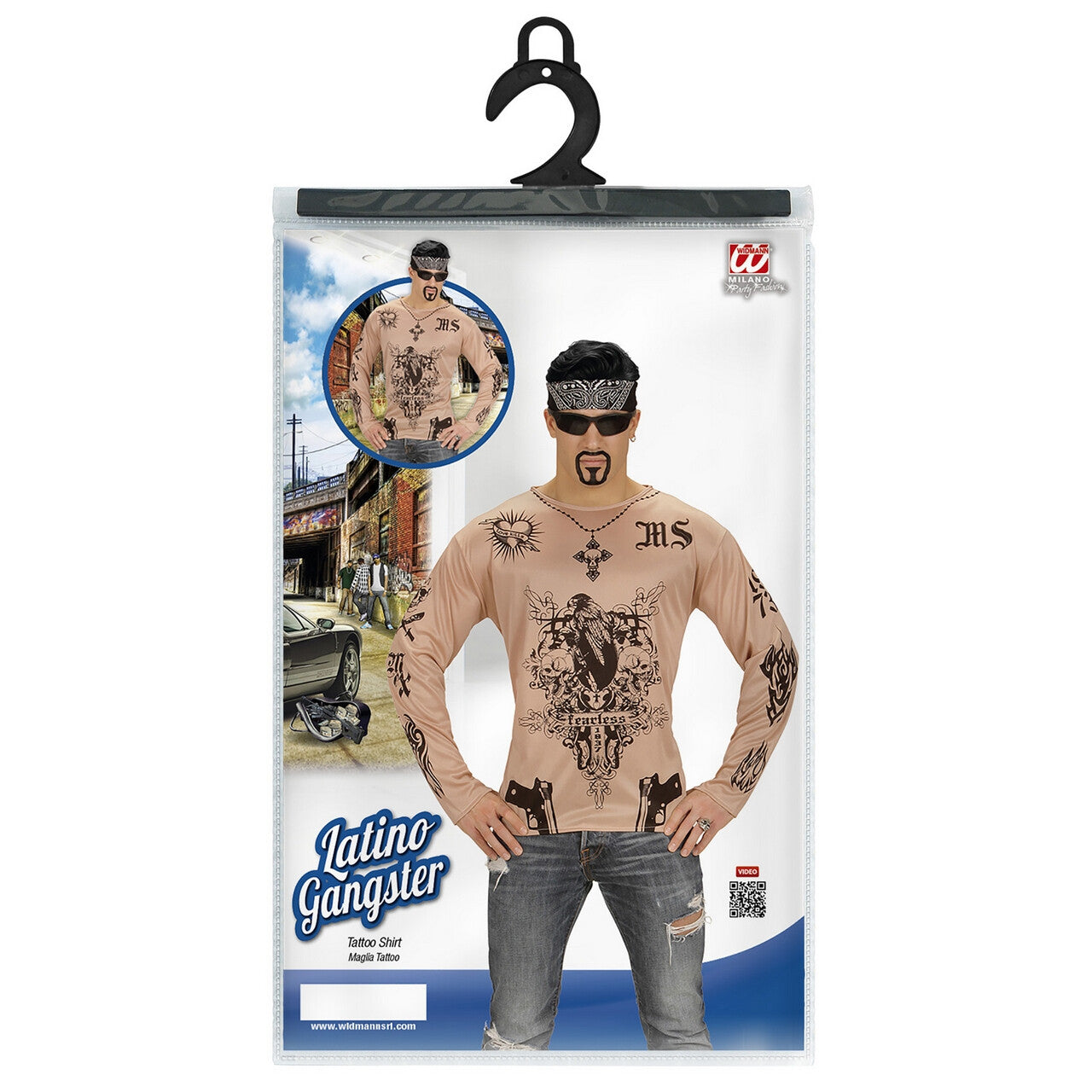 Op deze afbeelding zie je een Kostuums, van het merk Widmann. Tattoo Straatgang Tiener Shirt Jongen