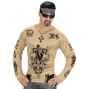 Op deze afbeelding zie je een Kostuums, van het merk Widmann. Tattoo Straatgang Shirt Man