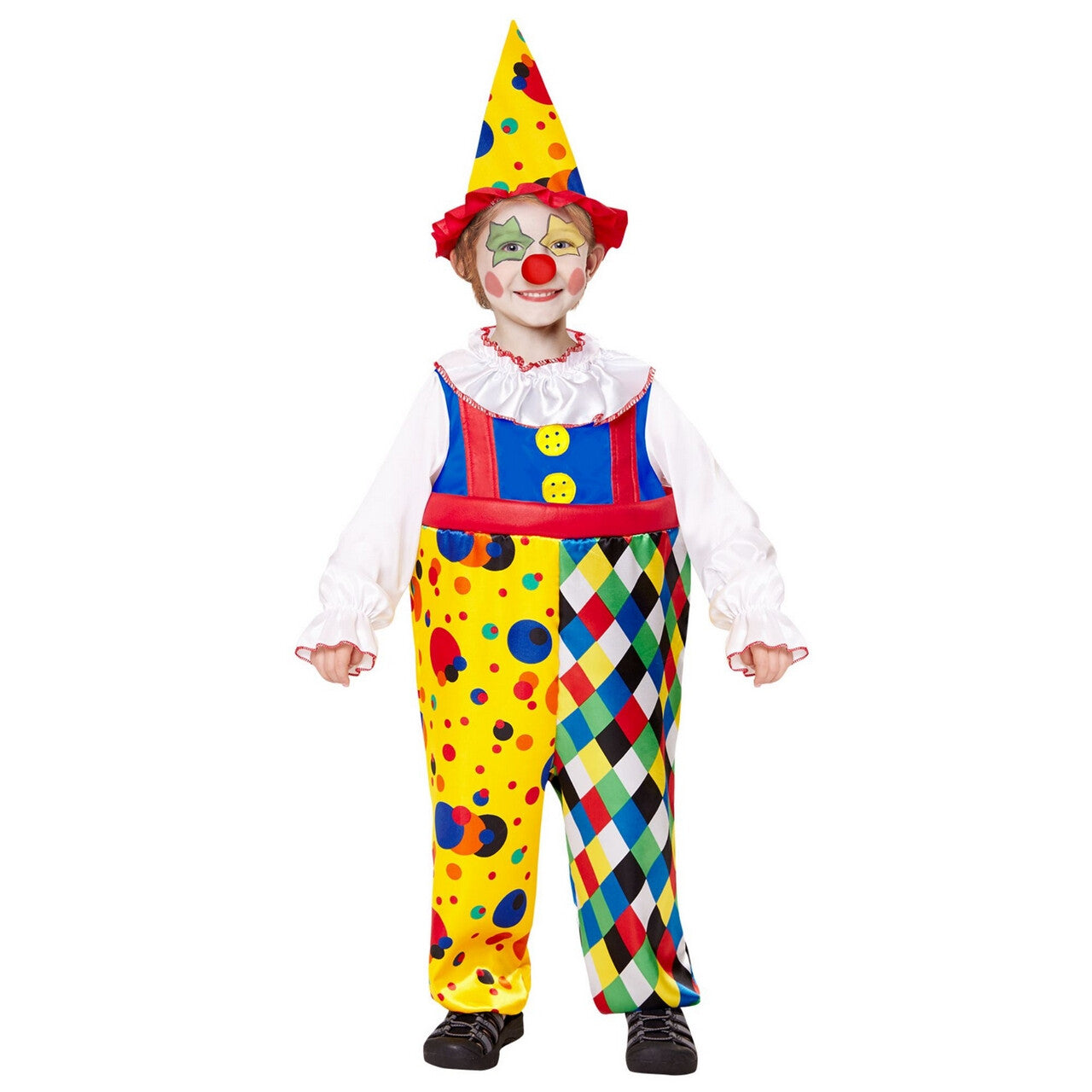 Op deze afbeelding zie je een Kostuums, van het merk Widmann. Clown Poepie Jongen Kostuum