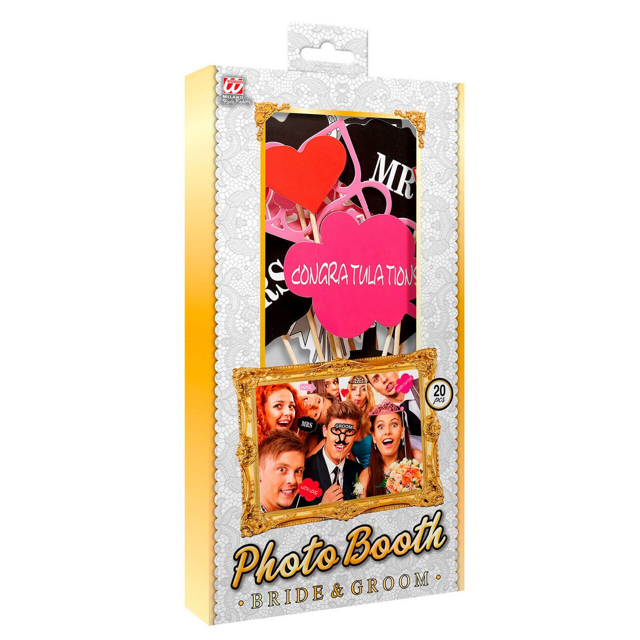 Op deze afbeelding zie je een Accessoires, van het merk Widmann. Creatief Fotohokje Accessoires , Bruid & Bruidegom