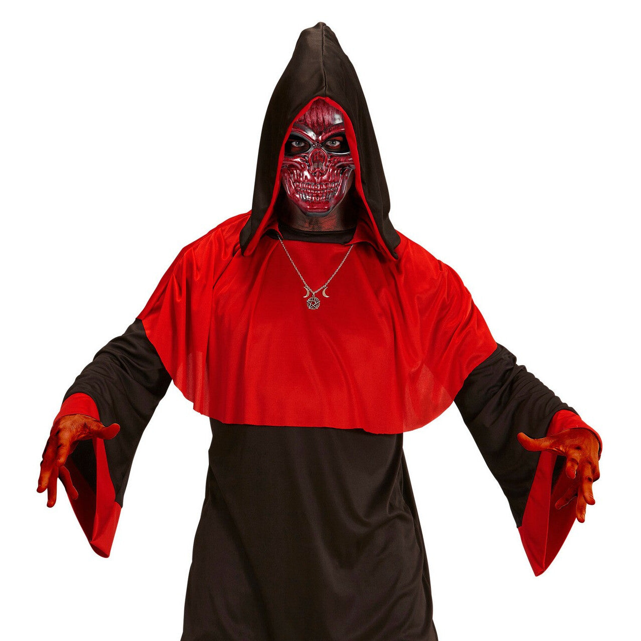 Op deze afbeelding zie je een Accessoires, van het merk Widmann. Schedelmasker Rood Metallic Rojo