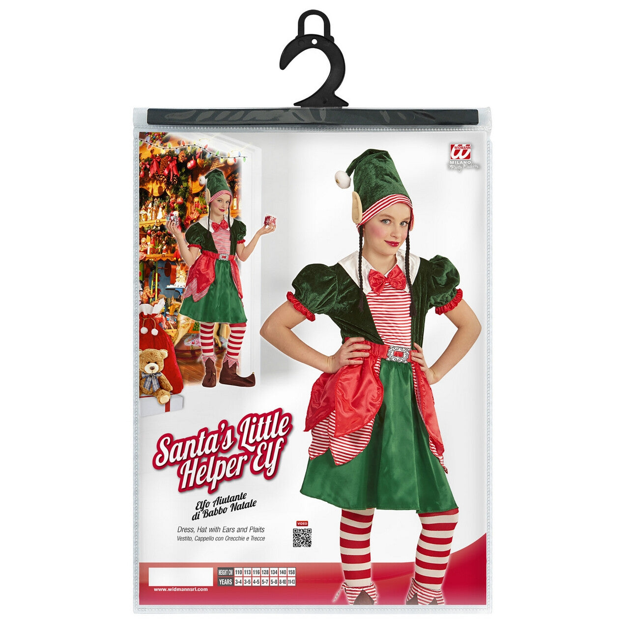 Op deze afbeelding zie je een Kostuums, van het merk Widmann. Eerlijk Elfje Kerstman Kerstjurk Meisje