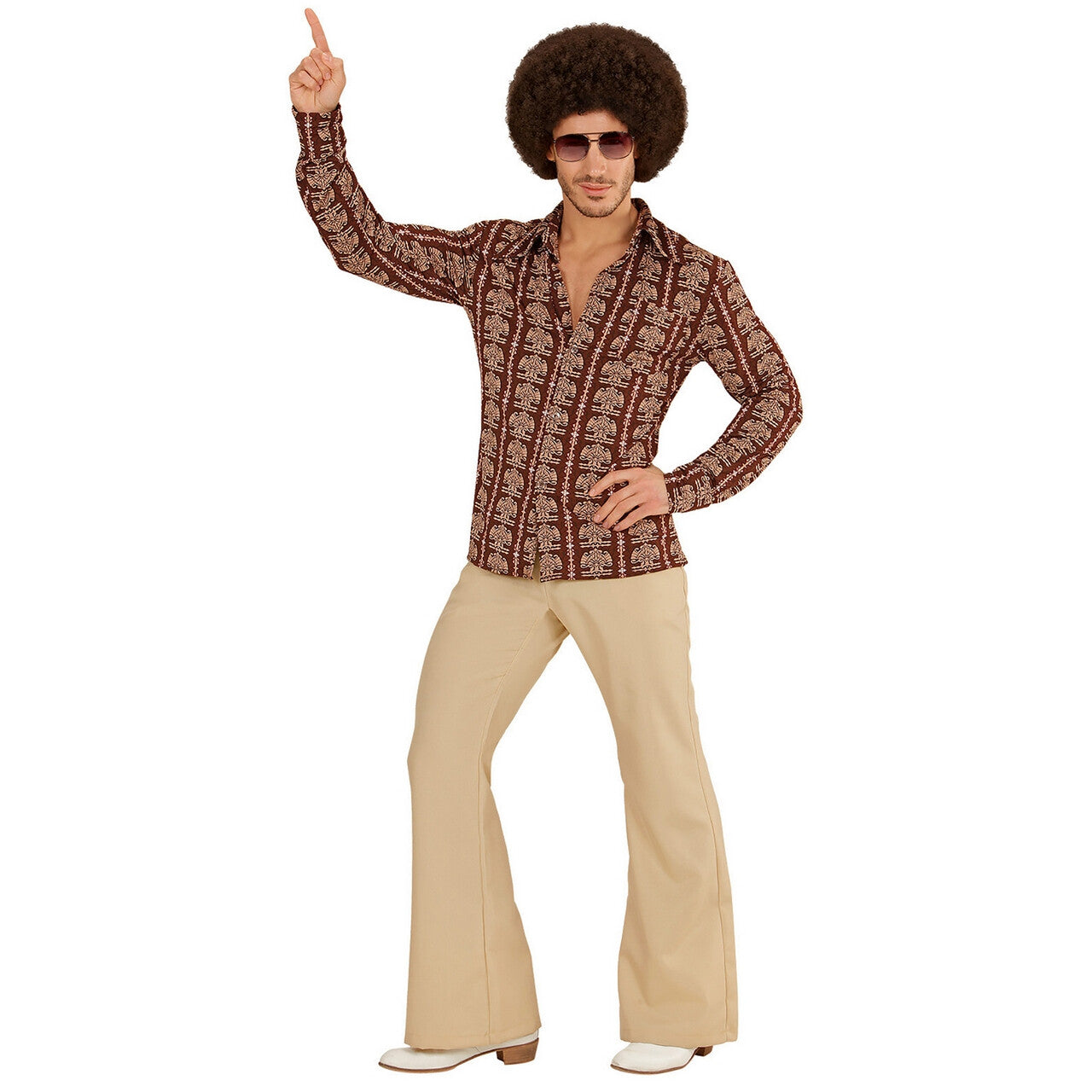 Op deze afbeelding zie je een Kostuums, van het merk Widmann. Groovy Garry 70s Heren Shirt, Old School Man