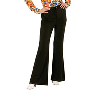 Op deze afbeelding zie je een Kostuums, van het merk Widmann. Groovy Gwendolyn 70s Dames Broek, Zwart Vrouw