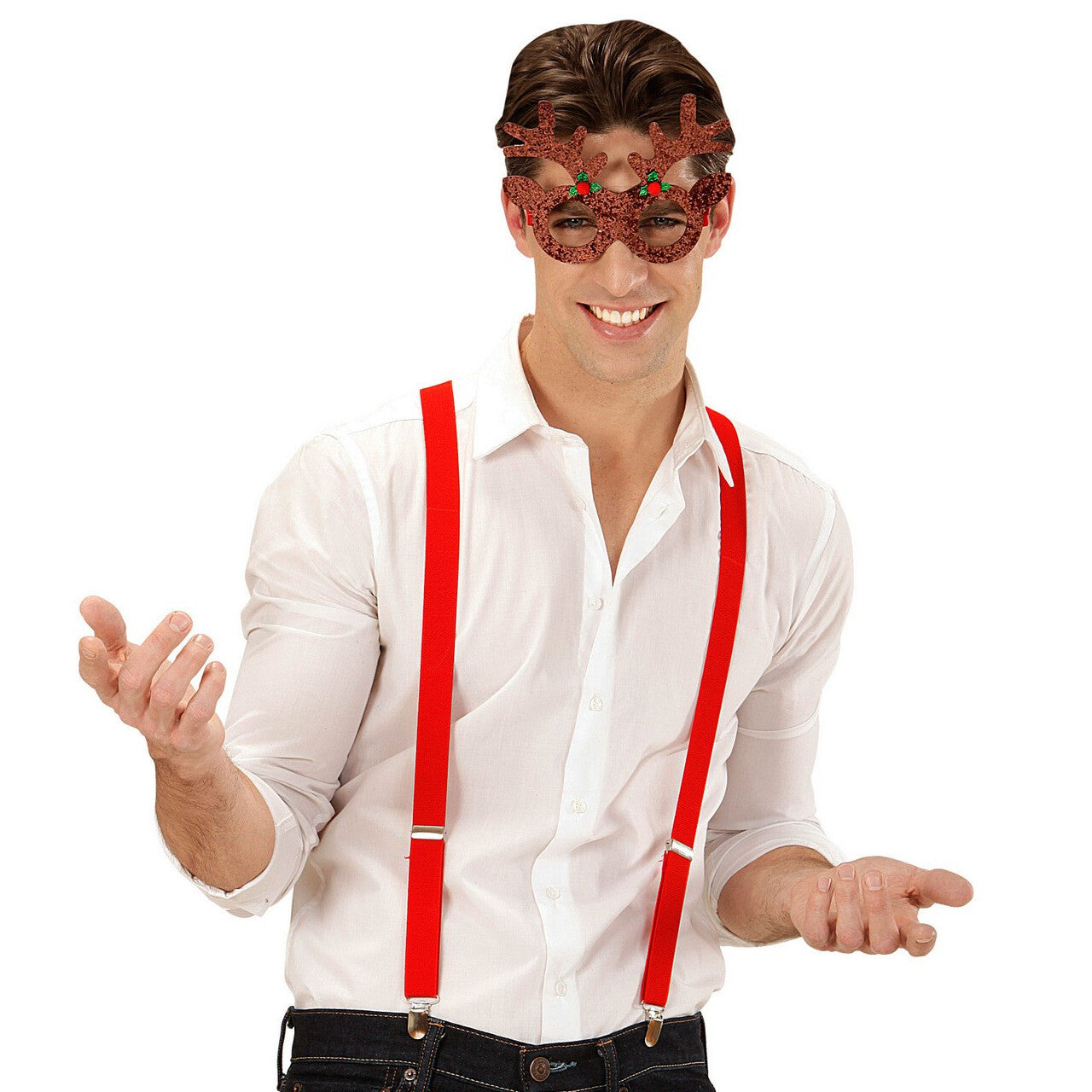 Op deze afbeelding zie je een Accessoires, van het merk Widmann. Rendier Bril Glitter Nerdy Xmas