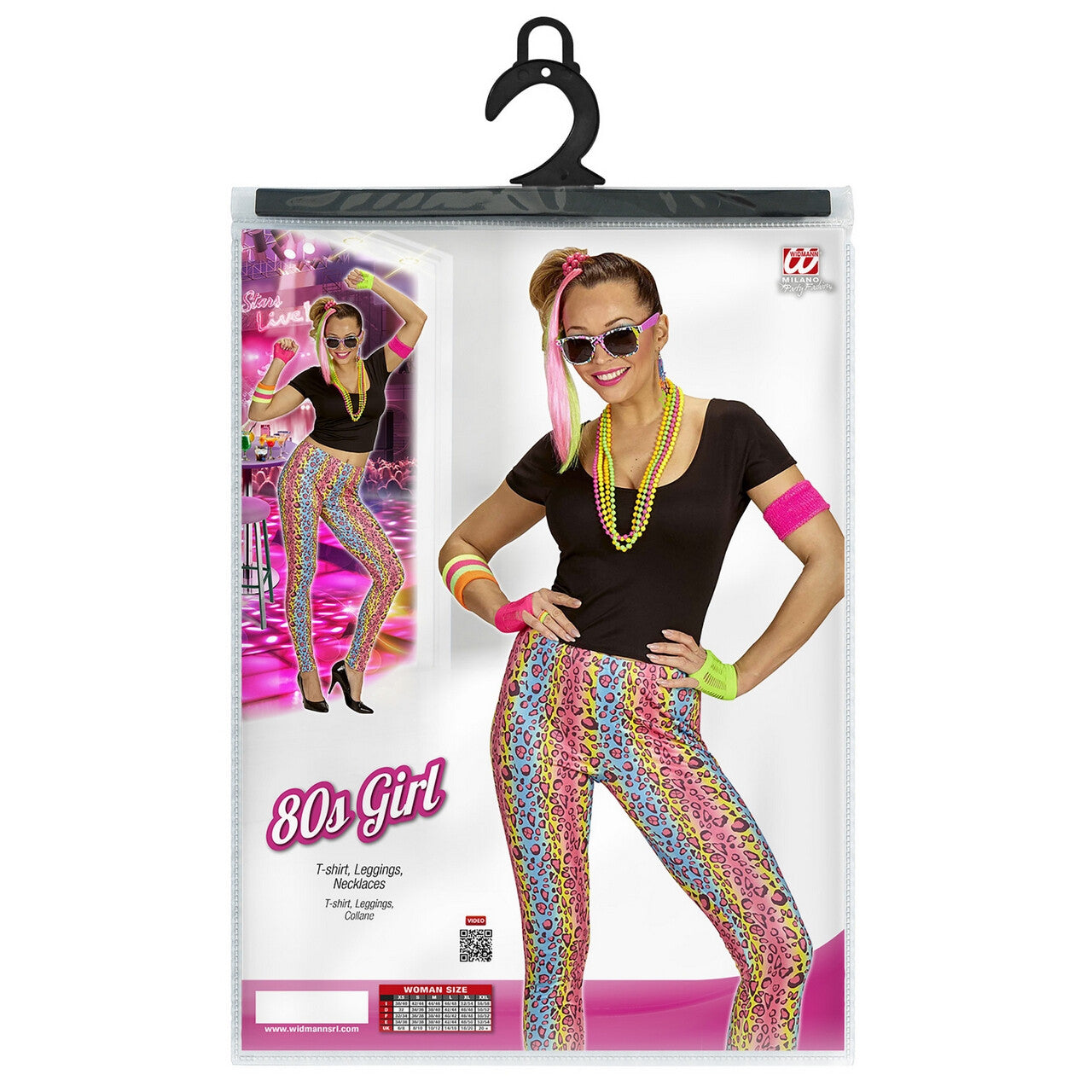 Op deze afbeelding zie je een Kostuums, van het merk Widmann. 80s Meisje Madonna Vrouw Kostuum
