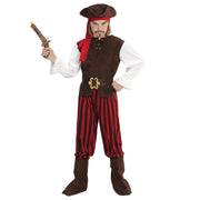 Op deze afbeelding zie je een Kostuums, van het merk Widmann. Caribische Piratenjongen Carlos Kostuum