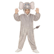 Op deze afbeelding zie je een Kostuums, van het merk Widmann. Jumpsuit Met Kap En Masker 98 Centimeter Afrikaanse Olifant Kind Kostuum