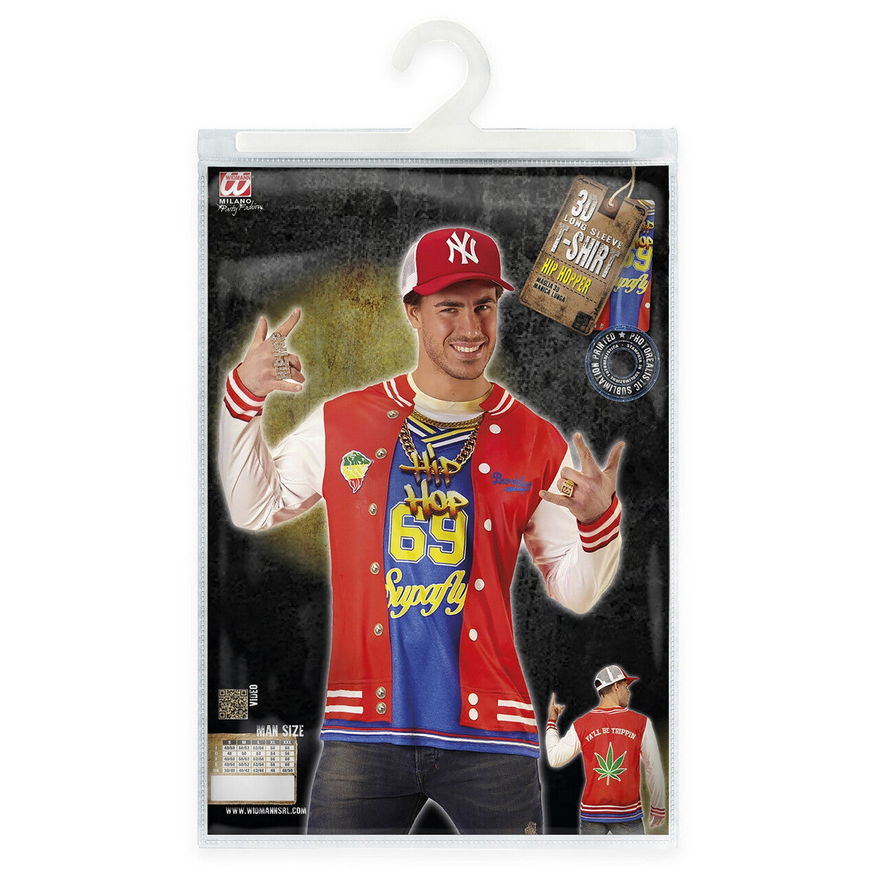Op deze afbeelding zie je een Kostuums, van het merk Widmann. T-Shirt Lange Mouwen Hip Hop Hank Man