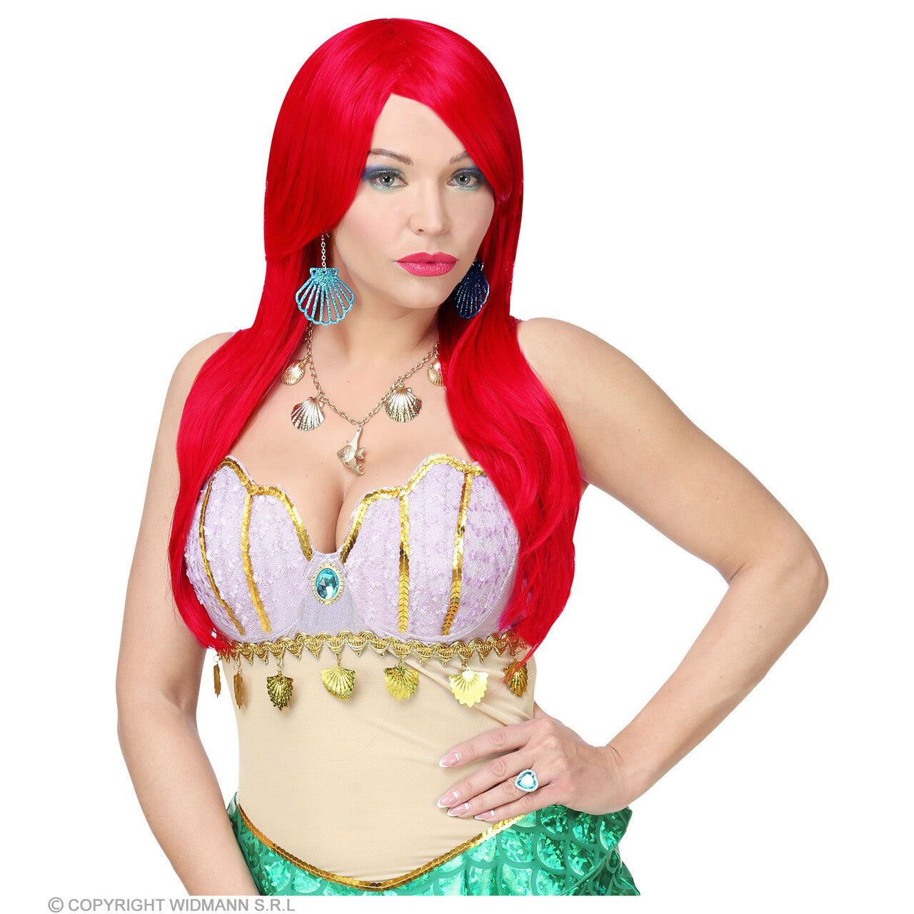 Op deze afbeelding zie je een Accessoires, van het merk Widmann. Jessica Rabbit Cosplay Pruik Lang Rood Haar
