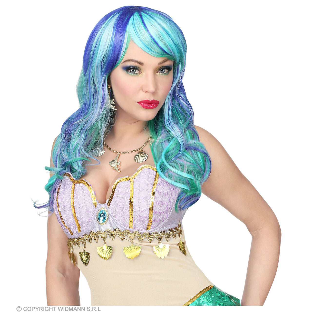 Op deze afbeelding zie je een Accessoires, van het merk Widmann. Leia Cosplay Zeemeermin Zout Water Pruik