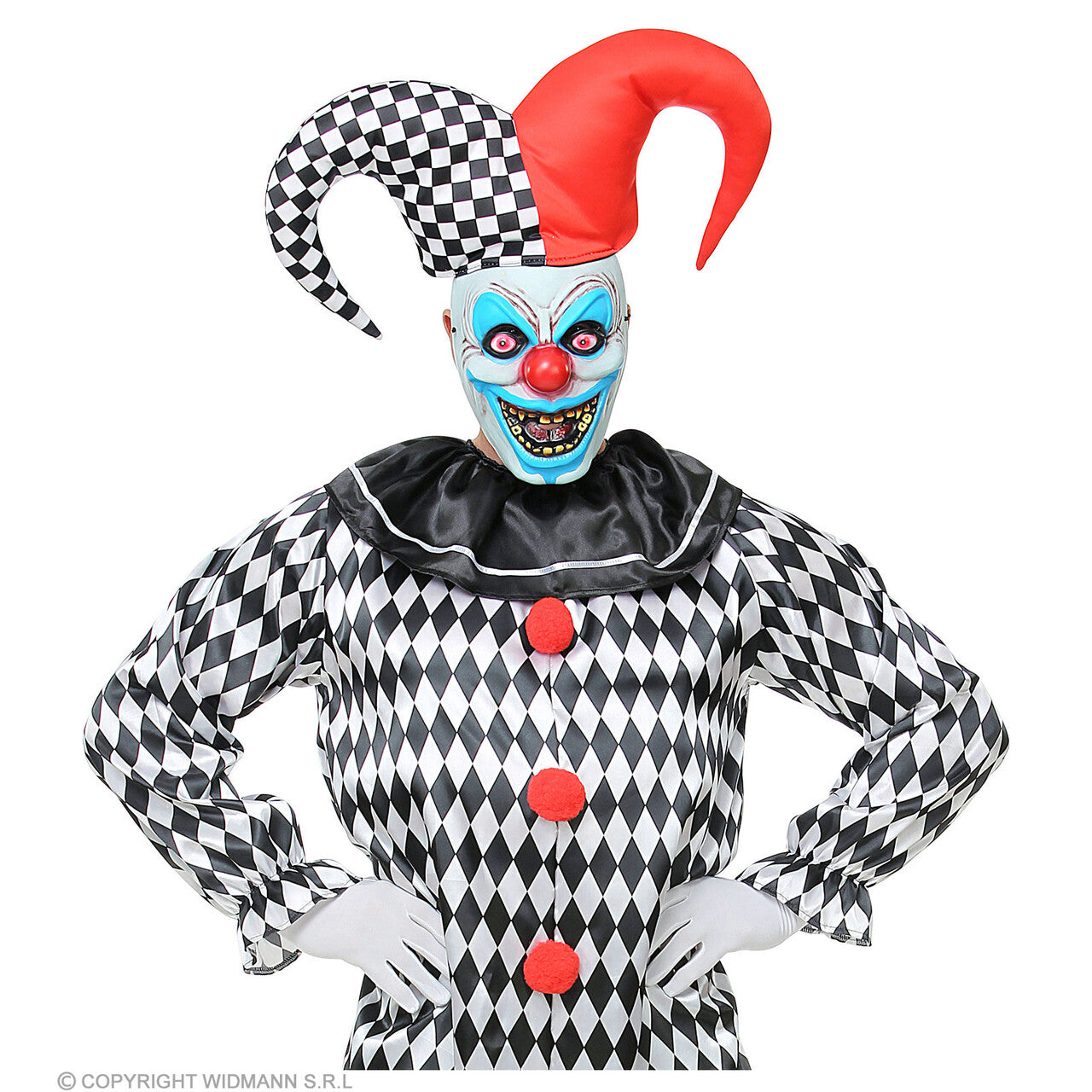 Op deze afbeelding zie je een Accessoires, van het merk Widmann. Akelige Nar Masker Met Harlekijnsmuts