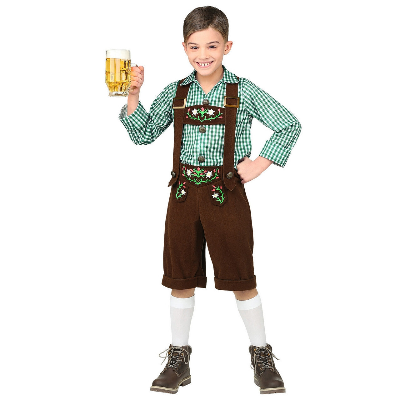 Op deze afbeelding zie je een Kostuums, van het merk Widmann. Bruine Lederhosen Met Shirt Jong Geleerd Bierfeest Jongen Kostuum