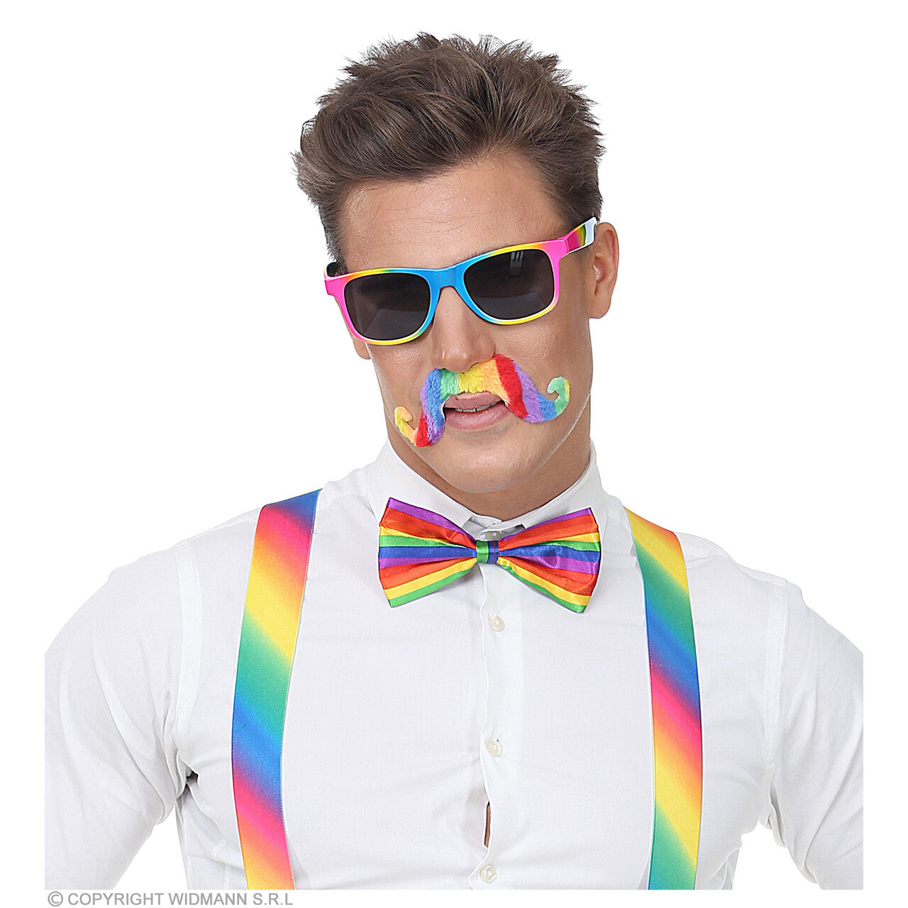 Op deze afbeelding zie je een Accessoires, van het merk Widmann. Vrolijke Regenboog Snor