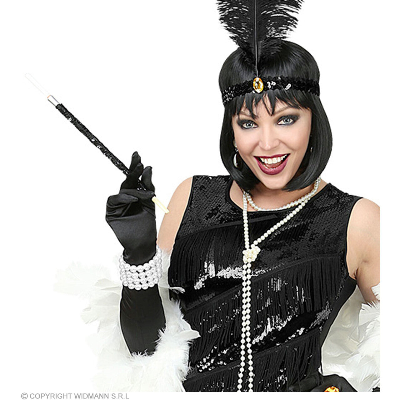 Op deze afbeelding zie je een Accessoires, van het merk Widmann. Brede Parel Armband Flapper