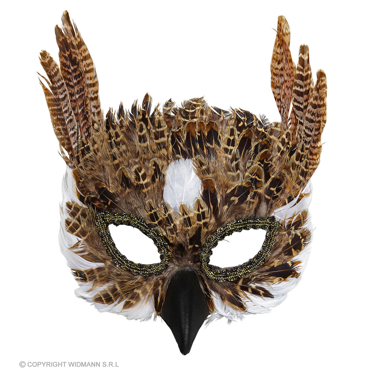 Op deze afbeelding zie je een Accessoires, van het merk Widmann. Gevederd Masker Wijze Uil