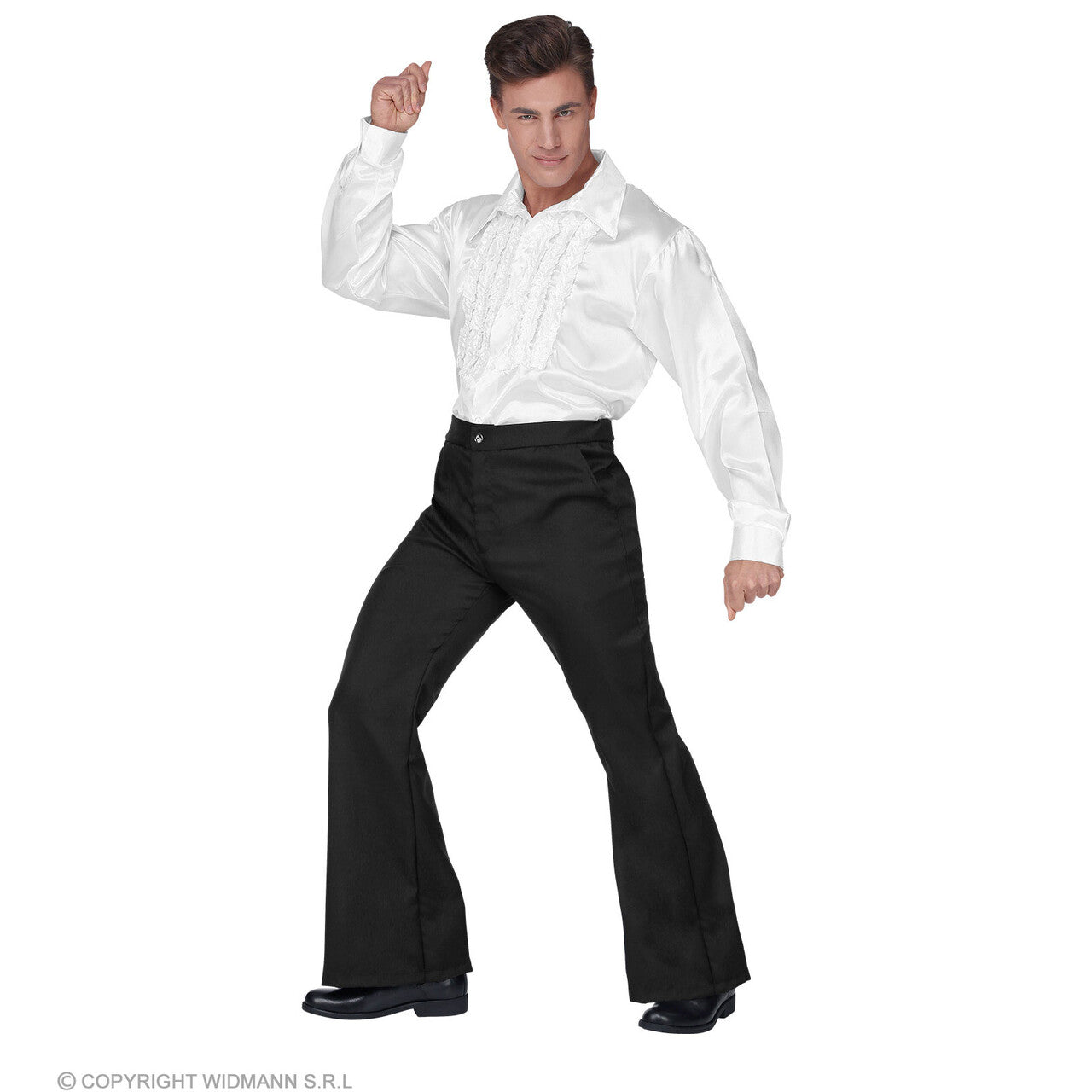 Op deze afbeelding zie je een Kostuums, van het merk Widmann. Zwarte Soul Broek John Man
