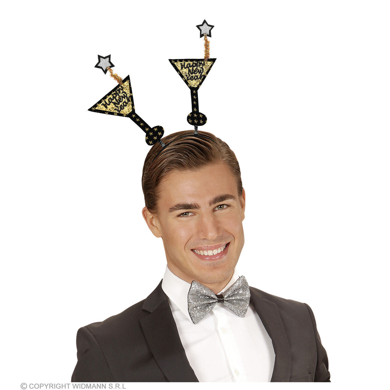 Op deze afbeelding zie je een Accessoires, van het merk Widmann. Happy New Year Bopper Haarband Goud