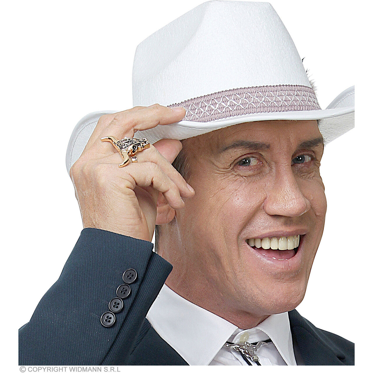 Op deze afbeelding zie je een Accessoires, van het merk Widmann. Gouden Buffel Ring Bobbejaan