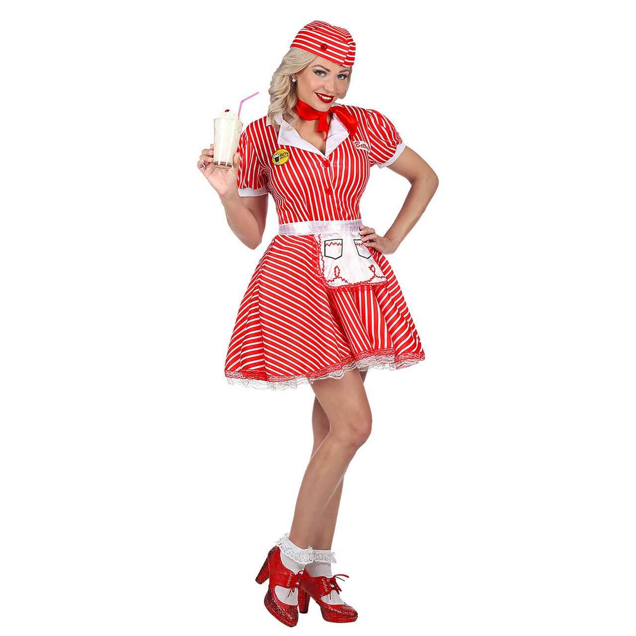 Op deze afbeelding zie je een Kostuums, van het merk Widmann. Serveester Amerikaanse Diner Vrouw Kostuum