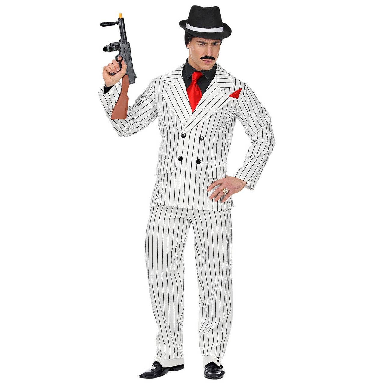 Op deze afbeelding zie je een Kostuums, van het merk Widmann. Omgekeerde Krijtstreep Gangster Man Kostuum