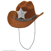 Op deze afbeelding zie je een Accessoires, van het merk Widmann. Mini Cowboy Hoed Met Ster Sheriff Bruin