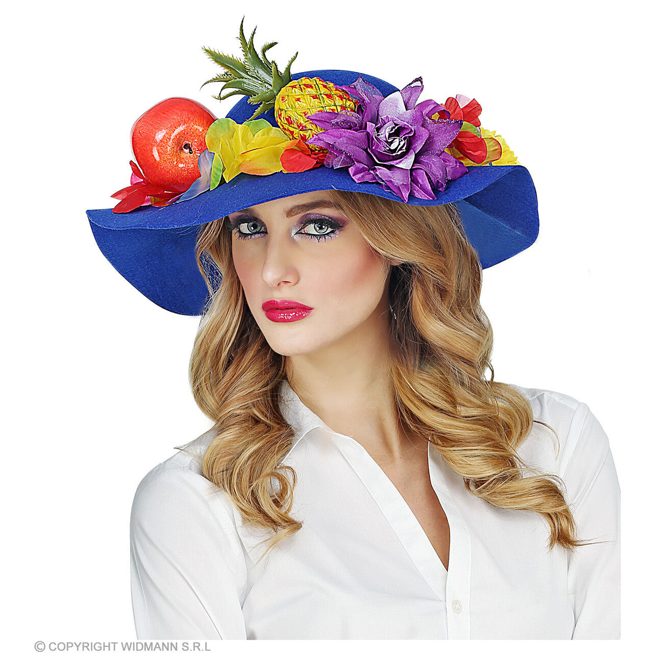 Op deze afbeelding zie je een Accessoires, van het merk Widmann. Blauwe Hippie Hoed Brede Rand