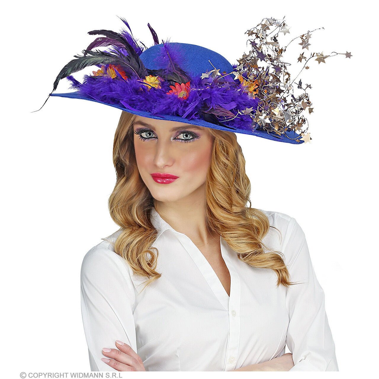 Op deze afbeelding zie je een Accessoires, van het merk Widmann. Blauwe Hippie Hoed Brede Rand