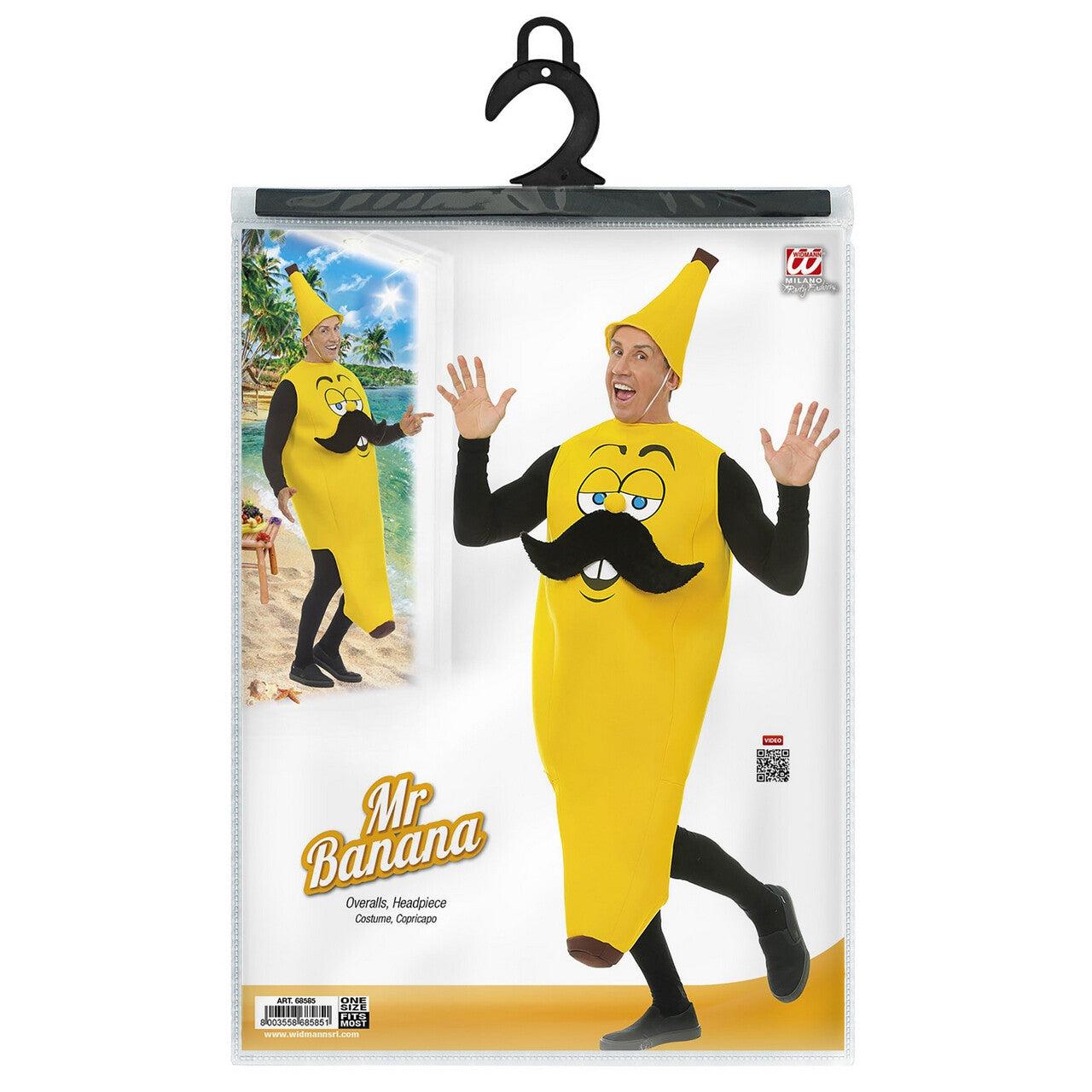 Op deze afbeelding zie je een Kostuums, van het merk Widmann. Lekker Geel Hapje Mister Banana Kostuum