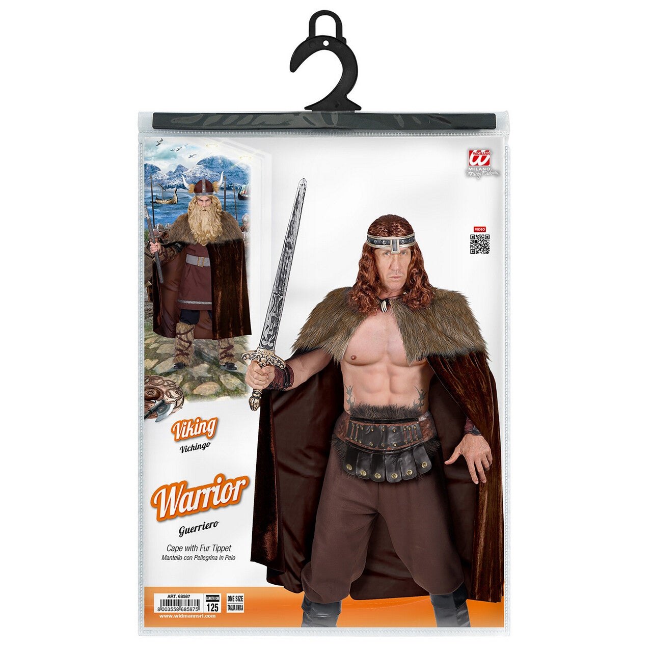 Op deze afbeelding zie je een Kostuums, van het merk Widmann. Barbaarse Middeleeuwse Viking Cape Met Bont Man