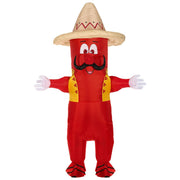 Op deze afbeelding zie je een Kostuums, van het merk Widmann. Opblaasbaar Mexicaans Hete Chili Pepper Kostuum