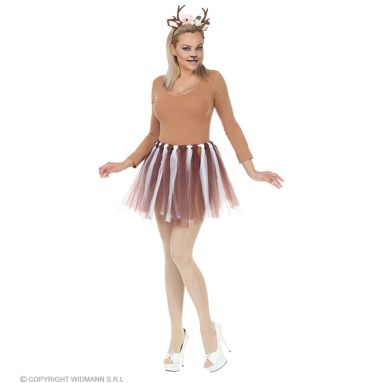 Op deze afbeelding zie je een Kostuums, van het merk Widmann. Rendier Lapland Gewei En Tutu Vrouw