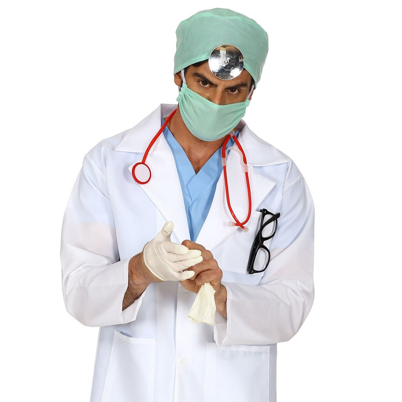 Op deze afbeelding zie je een Accessoires, van het merk Widmann. Vierdelige Set Ziekenhuis Chirurg