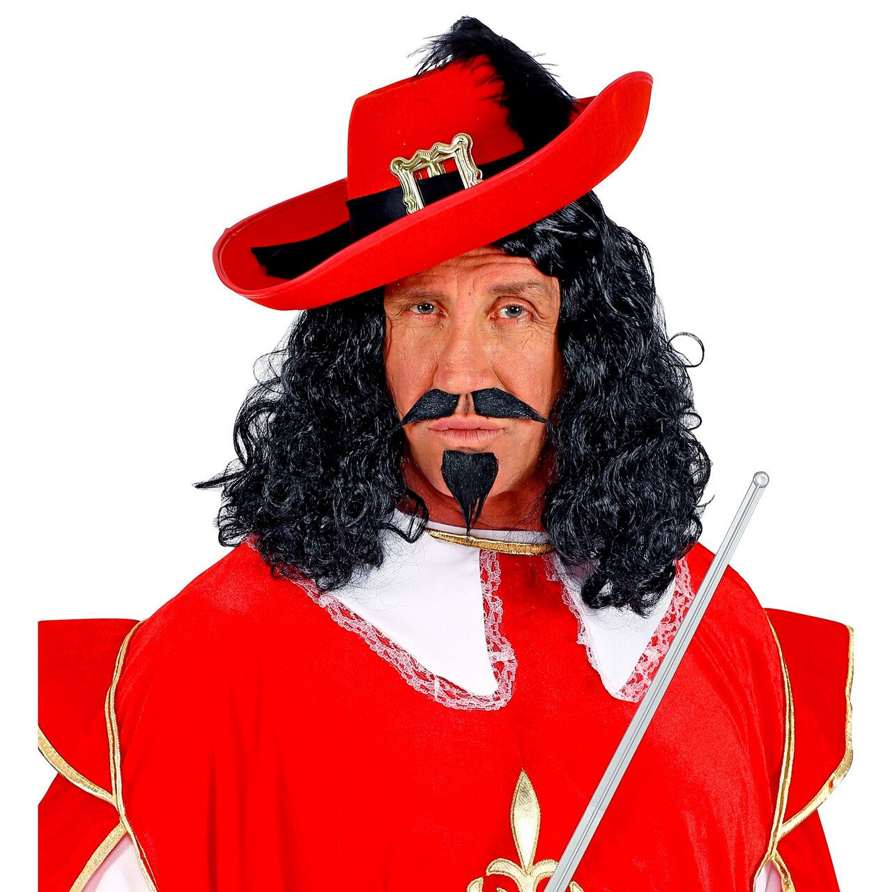 Op deze afbeelding zie je een Accessoires, van het merk Widmann. Pruik Musketier Met Snor En Sikje