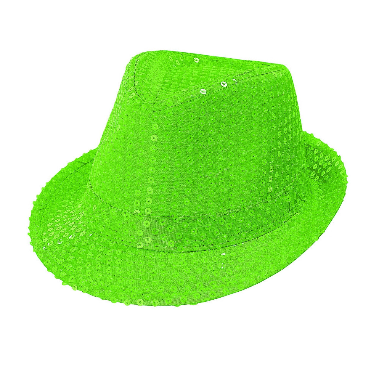 Op deze afbeelding zie je een Accessoires, van het merk Widmann. Neon Groene Fedora Hoed Met Pailletten