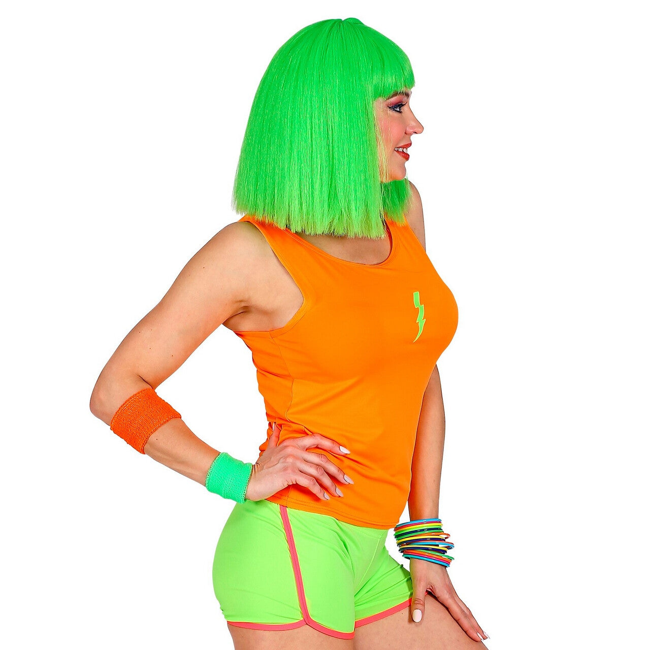 Op deze afbeelding zie je een Kostuums, van het merk Widmann. Sportieve Hotpants Neon Groen Vrouw