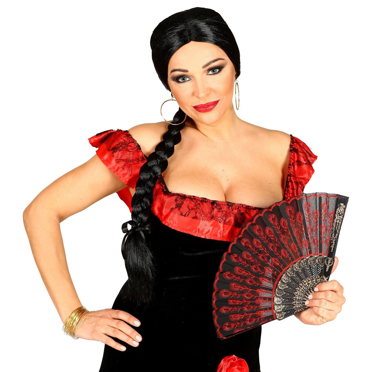 Op deze afbeelding zie je een Accessoires, van het merk Widmann. Pruik Senorita Manuela