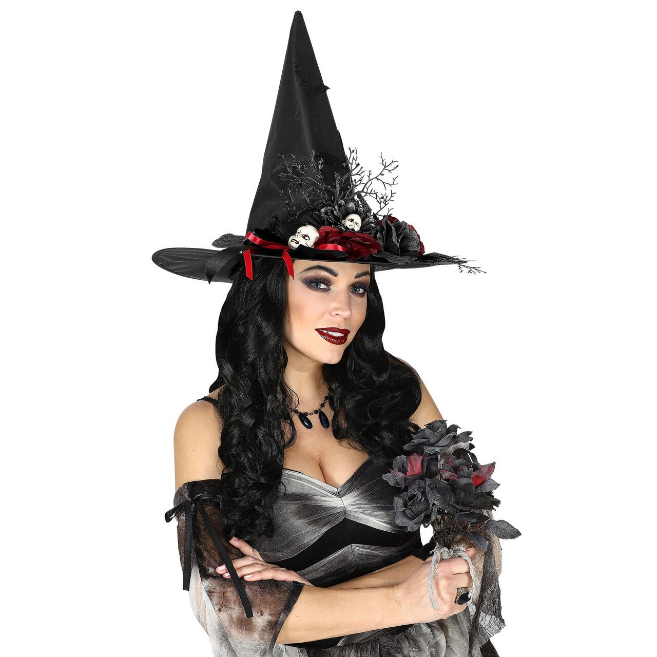 Op deze afbeelding zie je een Accessoires, van het merk Widmann. Bruidsboeket Halloween Zwarte Rozen