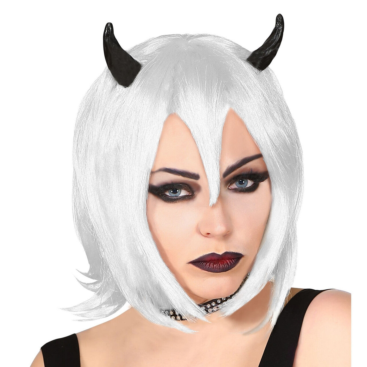 Op deze afbeelding zie je een Accessoires, van het merk Widmann. Cosplay Demoon Pruik Met Horentjes
