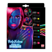 Op deze afbeelding zie je een Accessoires, van het merk Widmann. Set Van 6 Neon Make-Up Potloden