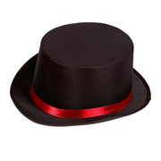 Op deze afbeelding zie je een Accessoires, van het merk Widmann. Hoge Hoed Circusartiest Zwart Met Rode Band