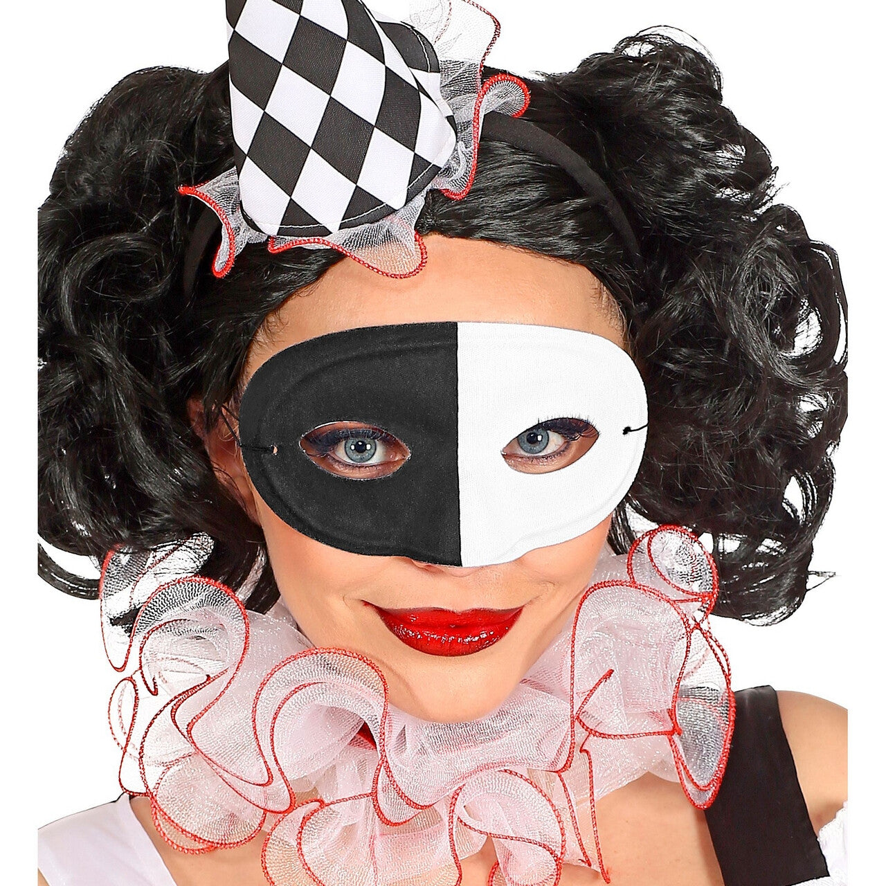 Op deze afbeelding zie je een Accessoires, van het merk Widmann. Zwart Wit Oogmasker Ongenuanceerde Harlekijn