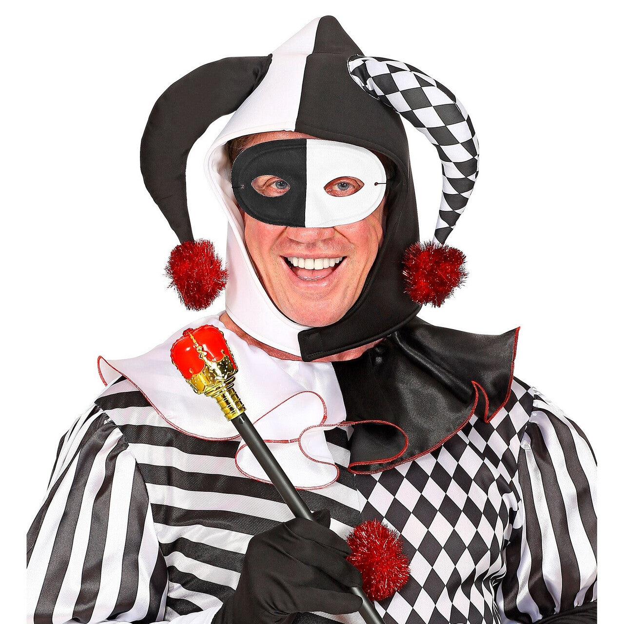 Op deze afbeelding zie je een Accessoires, van het merk Widmann. Zwart Wit Oogmasker Ongenuanceerde Harlekijn