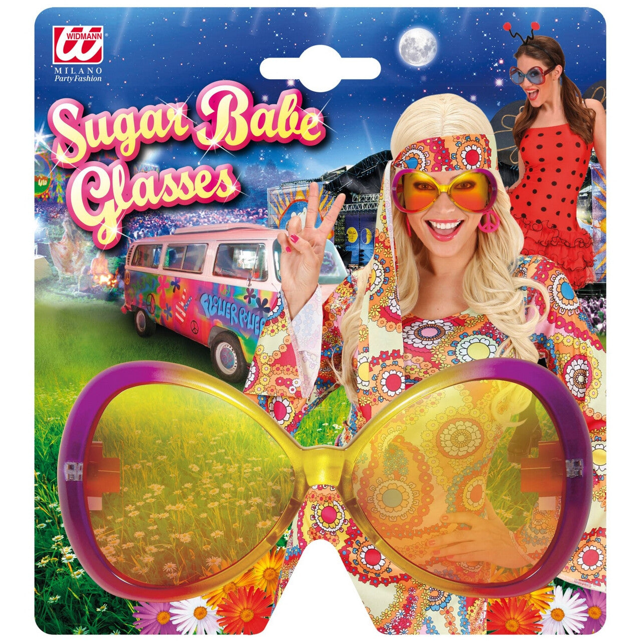Op deze afbeelding zie je een Accessoires, van het merk Widmann. Bril Sugarbabe Roze Geel